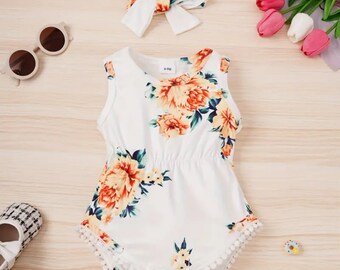 White flower romper