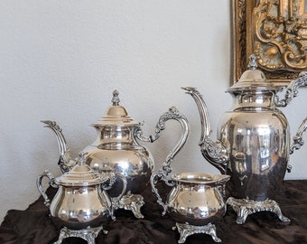 Juego de té y café vintage Oneida plateado
