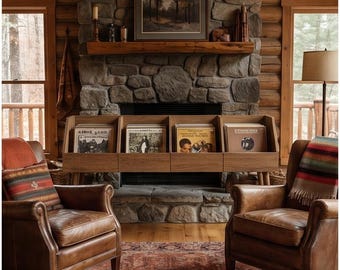 Handmade Solid Wood Vinyl Record Stand，Desktop LP Display Holder，Sturdy Album Storage Organizer，Retro Music Decor for Record Lovers