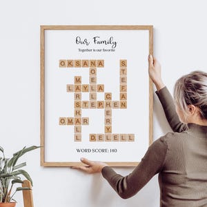 Personalised Family Scrabble Print, Crossword Scrabble Print, Valentines Day, Wedding Gift, Personalised Family Name Print,Anniversary Gift