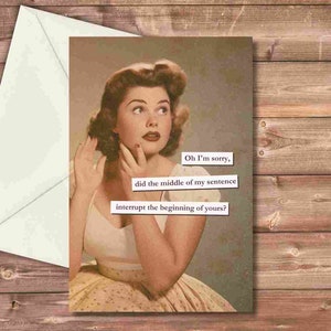 Printable Vintage Woman Card, Printable Greeting Card Funny, Digital Greeting Card from Friend, 4x6 Greeting Card, Printable Envelope