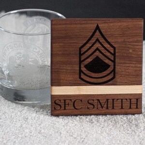 Personalized Military Rank Coaster | Promotion Gift | Retirement Gift | Gift for Veterans | Military Going Away | Service Member