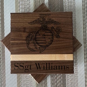 Personalized US Marines Coaster | Promotion Gift | Retirement Gift | Gift for Veterans | Military Going Away | Service Member