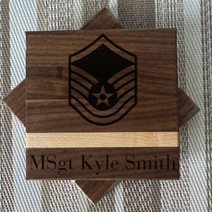 Personalized Military Rank Coaster | Promotion Gift | Retirement Gift | Gift for Veterans | Military Going Away | Service Member