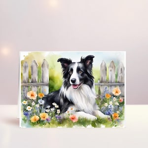 Border Collie Note Cards, Boxed Floral Dog Stationery Set, Dog Lover Gift, Animal Rescue Support