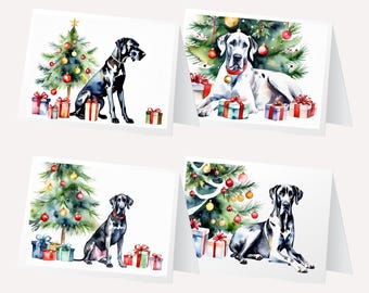 Great Dane Christmas Cards - Dog Holiday Greeting Card Set of 8 - Support Animal Rescue