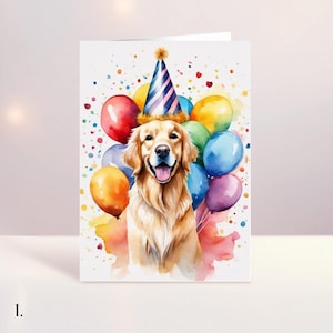 Watercolor Golden Retriever Birthday Card: Dog Lover Gift
