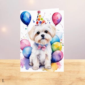 Carte d'anniversaire maltaise, carte de voeux personnalisée chien, cartes de correspondance vierges, enveloppes autocollantes, cadeau pour amoureux des animaux de compagnie