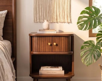 Mango Wood Chest of Drawer Cabinet | Mid Century Accent Sideboard, Multi-Functional Nightstand