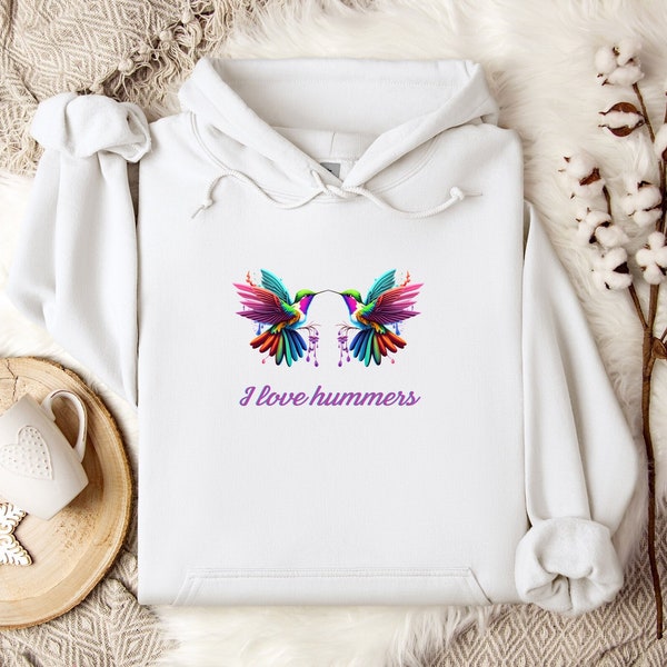 I Love Hummers Bird Lover Adult Hoodie, Funny Shirt, Bird Pun Shirt, Mother's Day Gift, Gift for Bird Lover, Funny Gift for Wife