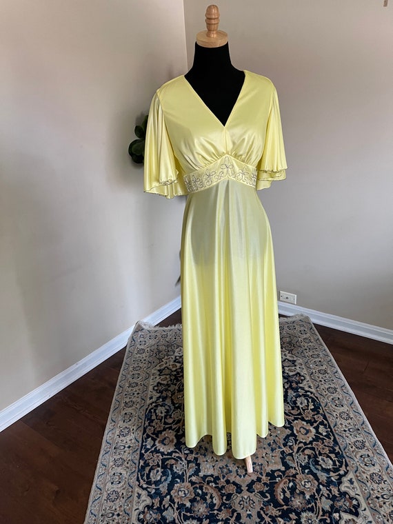 Vintage 1970s 1960s Yellow Formal Cocktail Evenin… - image 1