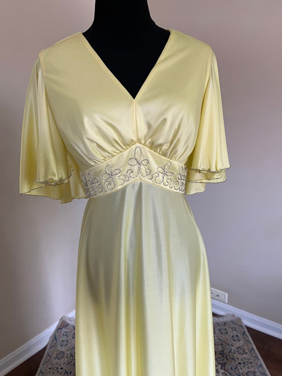 Vintage 1970s 1960s Yellow Formal Cocktail Evenin… - image 2