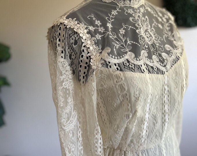 Whimsical Gothic Vintage 70s Wedding Dress - Romantic Gunne Sax Style ...