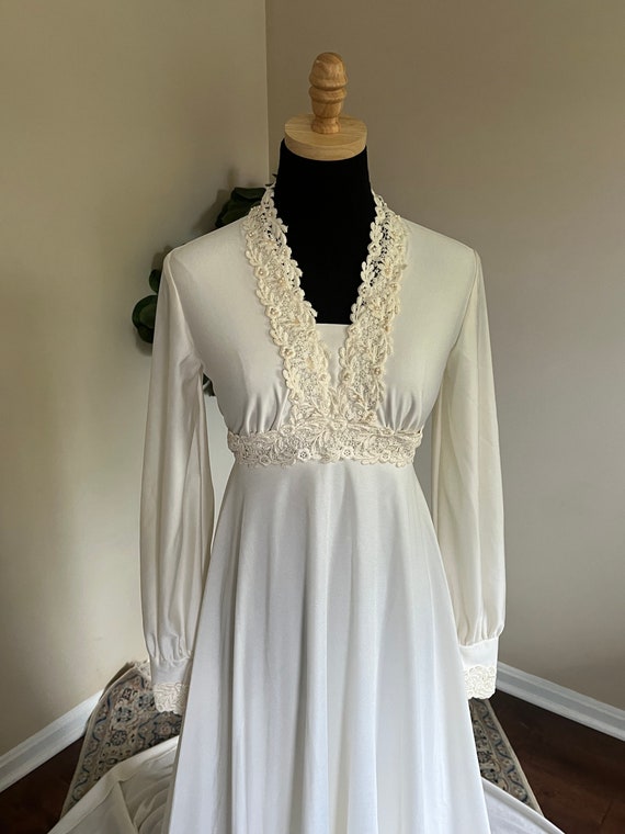 Vintage 1970s Ivory Goddess Wedding Dress, Prairie