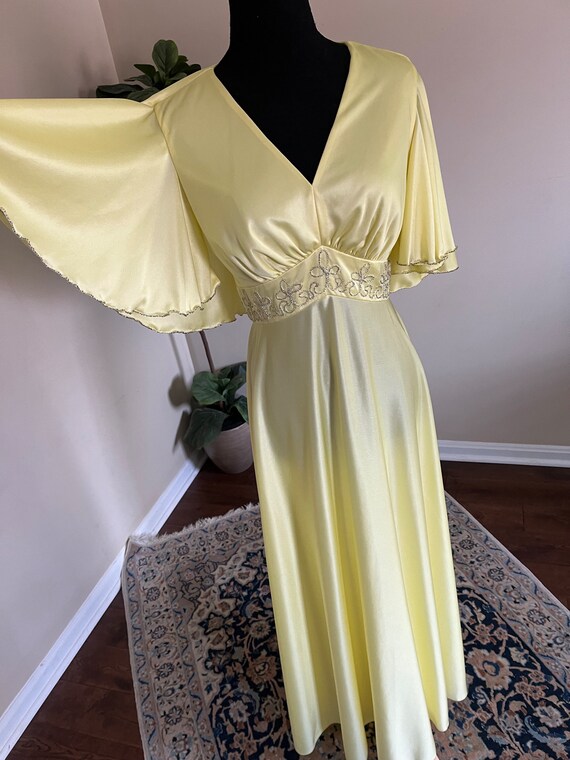 Vintage 1970s 1960s Yellow Formal Cocktail Evenin… - image 3