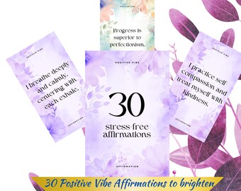 Cartes florales d'affirmation positive à imprimer, Cartes de pleine conscience quotidiennes à imprimer, Cartes d'encouragement, Cartes de gentillesse et Cartes d'amour de soi