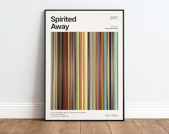 Spirited Away Movie Barcode Poster | Minimalist Movie Print | Studio Ghibli Art