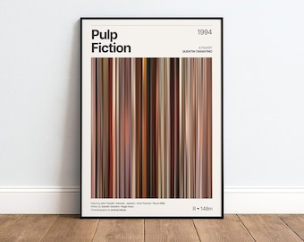 Pulp Fiction Movie Barcode Poster | Minimalist Movie Print | Home Theater Decor
