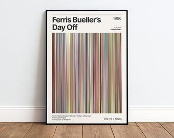 Ferris Bueller's Day Off Color Palette Poster | Minimalist 80's Movie Wall Art