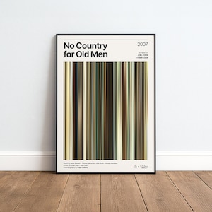 Streckkodsaffisch för filmen No Country for Old Men | Tryck i färgpalett | Present till filmälskare