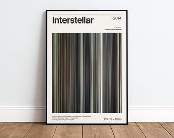 Interstellar Movie Barcode Poster | Minimalist Movie Print | Frame by Frame Art