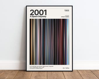 2001: A Space Odyssey Movie Barcode Poster | Minimalist Movie Print | Stanley Kubrick Art