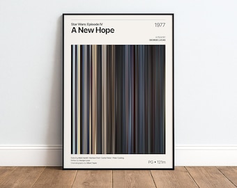 Star Wars Movie Barcode Poster | A New Hope Movie Print | Home Theater Decor