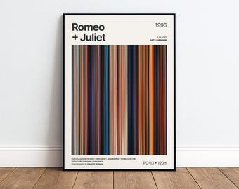 Romeo + Juliet Movie Poster | Movie Color Palette Print | Leonardo DiCaprio Wall Art