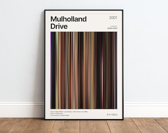 Mulholland Drive Movie Barcode Poster | Minimalist Movie Print | David Lynch Art