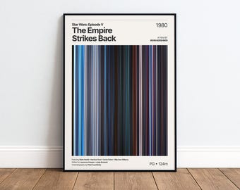 The Empire Strikes Back Movie Barcode Poster | Star Wars Movie Print | Home Theater Decor