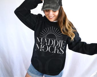 Gildan 18000 Black Sweatshirt Mockup, Neutral Crewneck Mock-up, Real Model Mockups, Trendy POD Mocks, Simple Cozy Aesthetic,