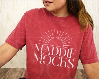 Comfort Colors C1717 Crimson Shirt Mockup, Red Tshirt Mock-up, Real Model Mockups, Trendy POD Mocks, Simple Cozy Aesthetic,