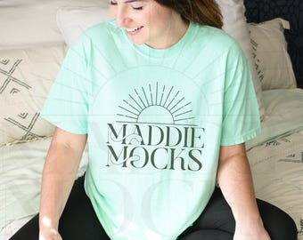 Comfort Colors C1717 Island Reef Shirt Mockup, Green Tshirt Mock-up, Real Model Mockups, Trendy POD Mocks, Simple Cozy Aesthetic,