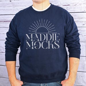 Mens Gildan 18000 Navy Sweatshirt Mockup, Male Crewneck Mock-up, Real Model Mockups, Trendy Boho POD Mocks, Simple Casual Aesthetic