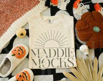 Halloween Shirt Mockup, Comfort Colors C1717 Ivory Mockup, Neutral Shirt Mock-up, Fall Layflat Mockups, Trendy POD Mocks, Cozy Aesthetic