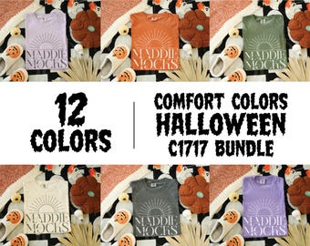 Comfort Colors C1717 Shirt Mockup Bundle, Halloween Tshirt Mock-ups, Real Flatlay Mockups, Trendy POD Mocks, Fall Simple Cozy Aesthetic,