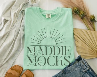 Comfort Colors C1717 Island Reef Shirt Mockup, Green Tshirt Mock-up, Real Flatlay Mockups, Trendy POD Mocks, Simple Cozy Aesthetic,