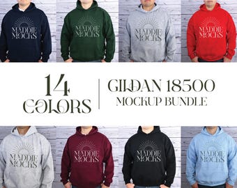 Mens Gildan 18500 Sweatshirt Mockup Bundle, Male Hoodie Mock-ups, Real Model Mockups, Trendy POD Mocks, Simple Casual Aesthetic