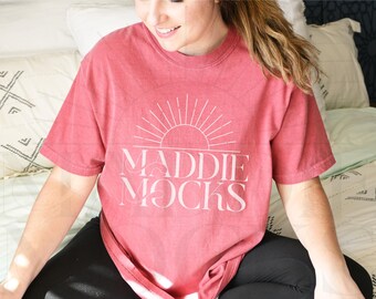 Comfort Colors C1717 Crimson Shirt Mockup, Red Tshirt Mock-up, Real Model Mockups, Trendy POD Mocks, Simple Cozy Aesthetic,