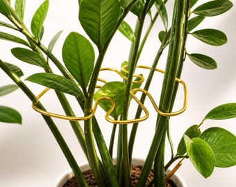 Handmade Monstera Leaf Shaped Plant Support for Small Houseplants | Decorative Stem Trellis for ZZ, Alocasia, Philodendron & Young Monstera