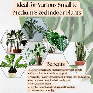 Soportes para plantas con forma de hoja de monstera, soportes decorativos para plantas de interior, bonitos adornos para macetas, enrejado para plantas de estilo bohemio artesanal. imagen 9