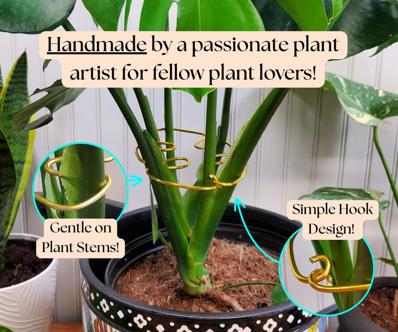 Soportes para plantas con forma de hoja de monstera, soportes decorativos para plantas de interior, bonitos adornos para macetas, enrejado para plantas de estilo bohemio artesanal. imagen 10