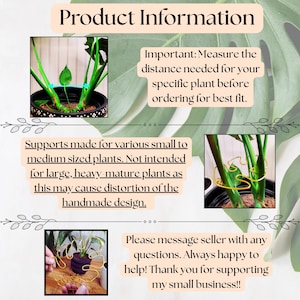 Soportes para plantas con forma de hoja de monstera, soportes decorativos para plantas de interior, bonitos adornos para macetas, enrejado para plantas de estilo bohemio artesanal. imagen 5