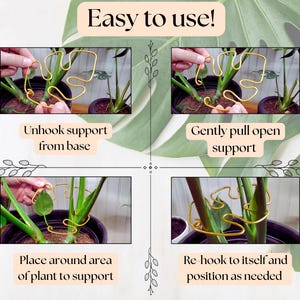 Soportes para plantas con forma de hoja de monstera, soportes decorativos para plantas de interior, bonitos adornos para macetas, enrejado para plantas de estilo bohemio artesanal. imagen 4