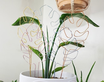 Monstera Shaped Plant Support for Smaller Indoor Potted House Plants, Indoor Garden Accessories, Plant Gift, Cute Boho Plant Support Holder