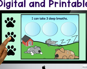 Mindful Breathing Digital Coping Skills Printable, Digital Anxiety Download Teacher Resources Homeschool Resources, Stress Relief Printable