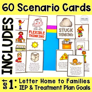 Stuck and Flexible Thinking Scenarios Game & Activities Set 1, Social Emotional Learning Worksheets for Kids, Child Development Therapy Tool