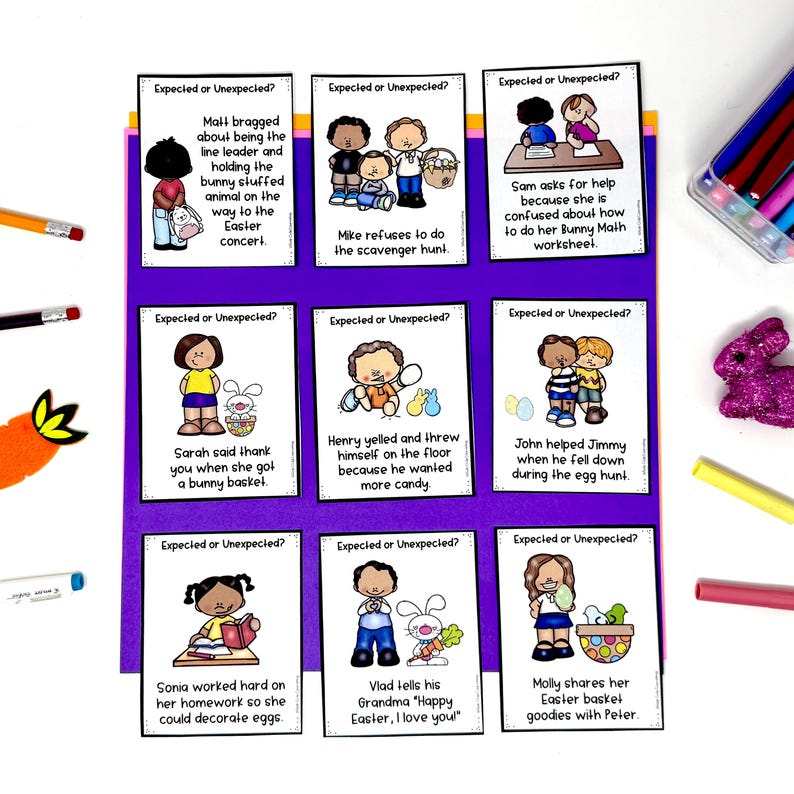 Easter Game, Expected Vs Unexpected Behavior, Spring Social Emotional ...