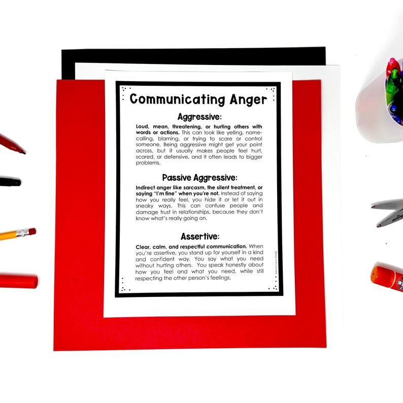 Teen and Tween Anger Management Activity: Assertive Communication ...