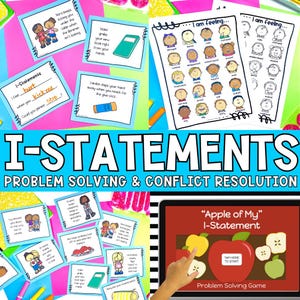 Ich Aussage Konfliktlösung Problem Solving druckbare Spiel, Soziale emotionale Lerntherapie Werkzeuge, Homeschool Karteikarten & Arbeitsblätter